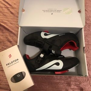 Peloton cycling shoes Sz 43, & heart monitor.